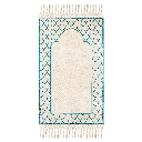 Khamsa Classic | Muslim Prayer Rug Prayer Mat Children Size 55 cm x 100 cm Arabic Style Janamaz in 100% Soft Organic Cotton Fabric Handcrafted Arabic Design | Azraq - Blue